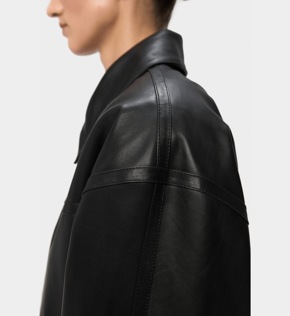 Укорочена шкіряна куртка KULAKOVSKY LUCA black