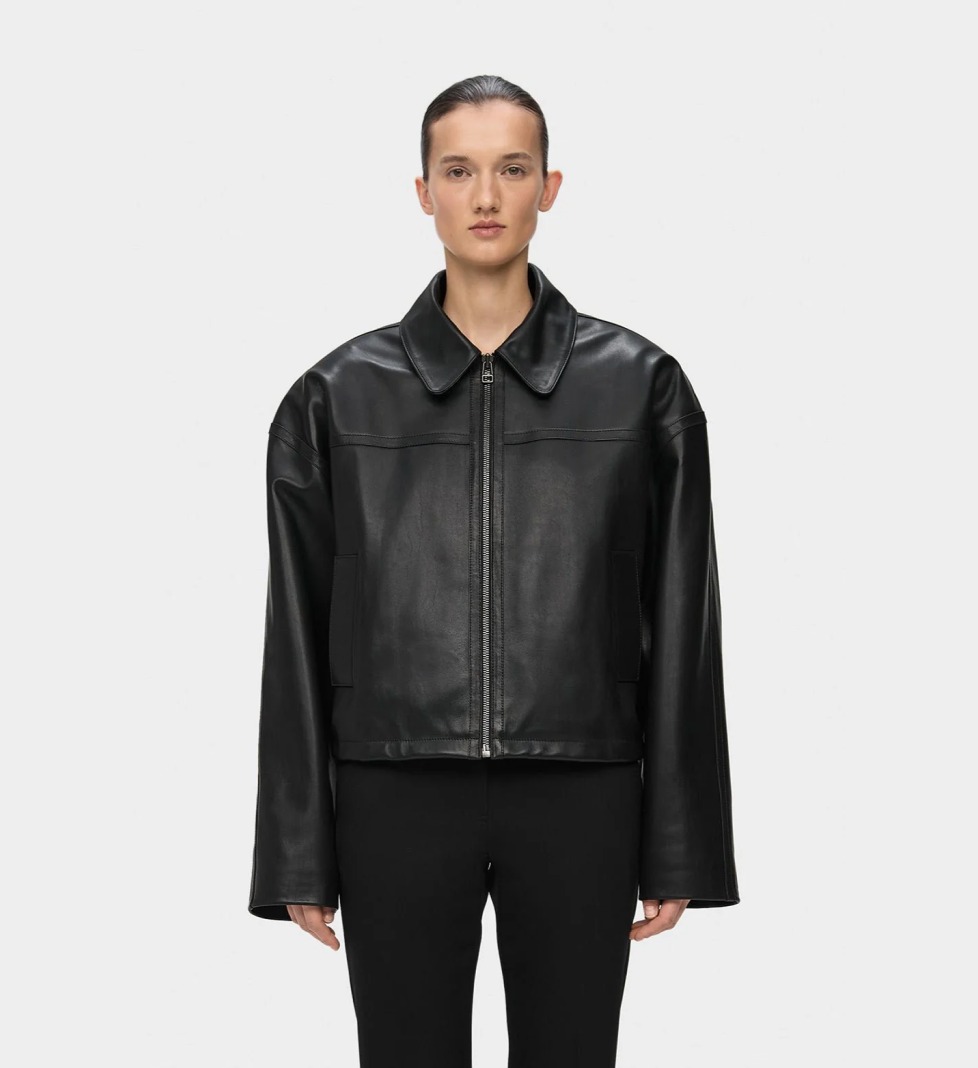 Укорочена шкіряна куртка KULAKOVSKY LUCA black