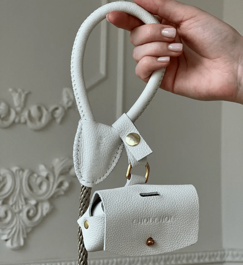 Повідець CHOUCHOU шкіряний для собак "Caviar" білий