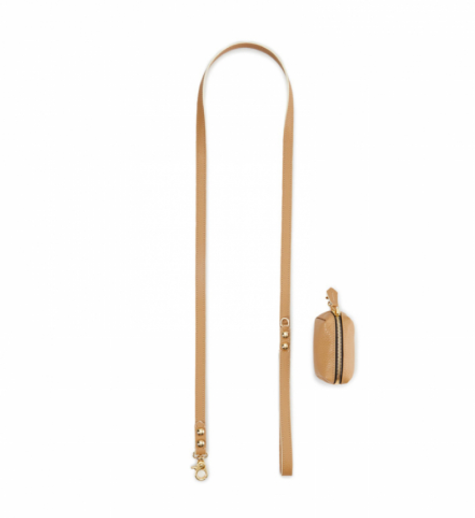 Повідець шкіряний MALTIPOO з сумкою Beige