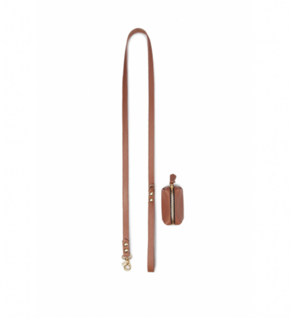 Повідець шкіряний MALTIPOO з сумкою Brown