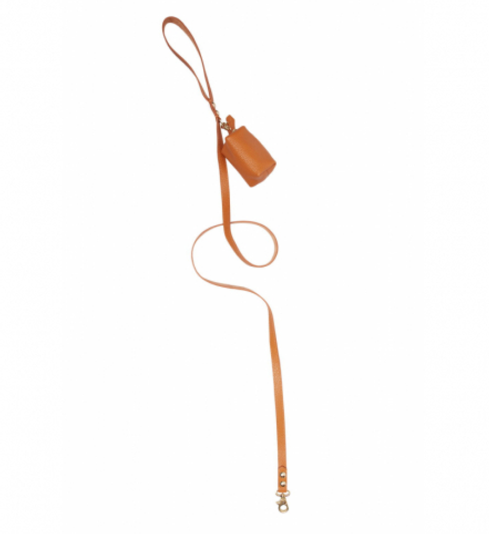 Повідець шкіряний MALTIPOO з сумкою Orange