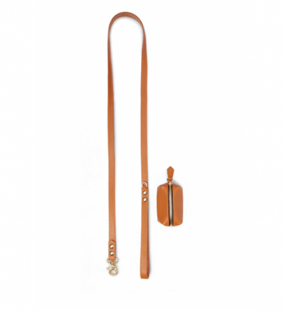 Повідець шкіряний MALTIPOO з сумкою Orange