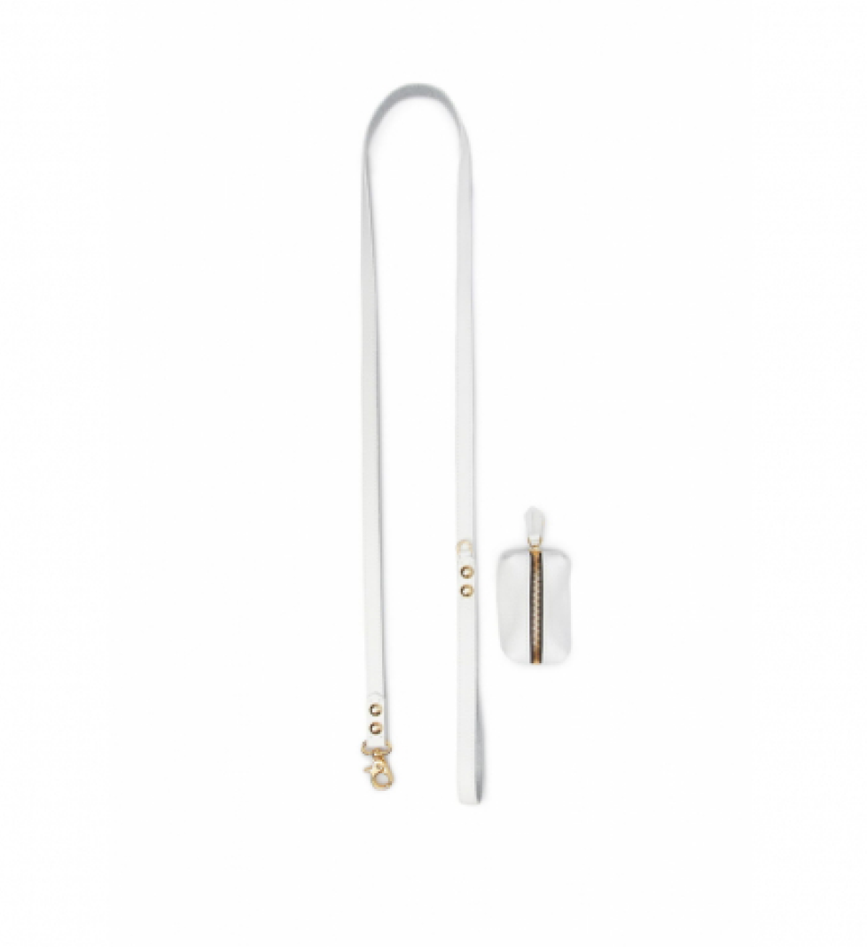 Повідець шкіряний MALTIPOO з сумкою White