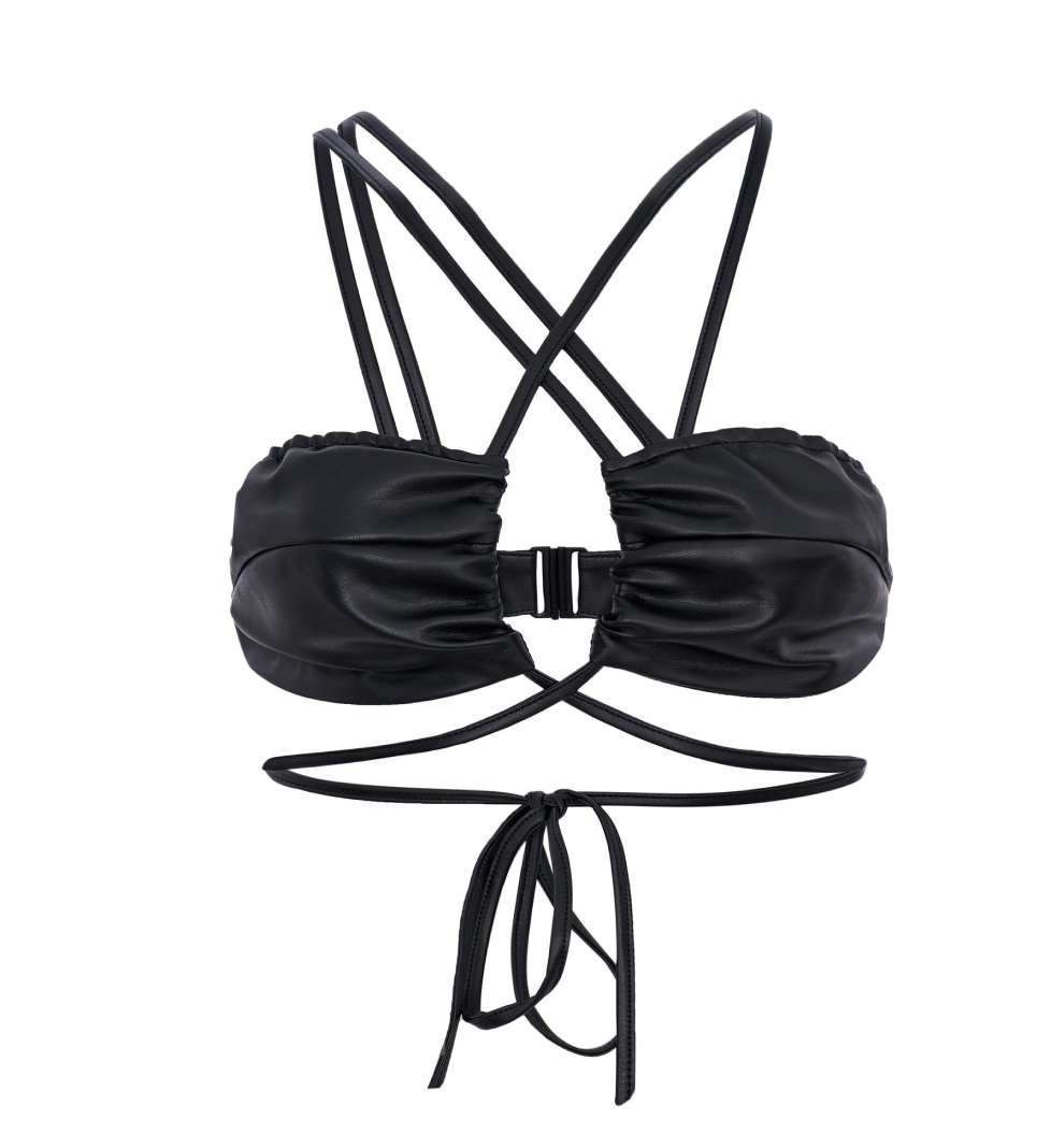 Топ шкіряний ROSCA із зав'язками Black