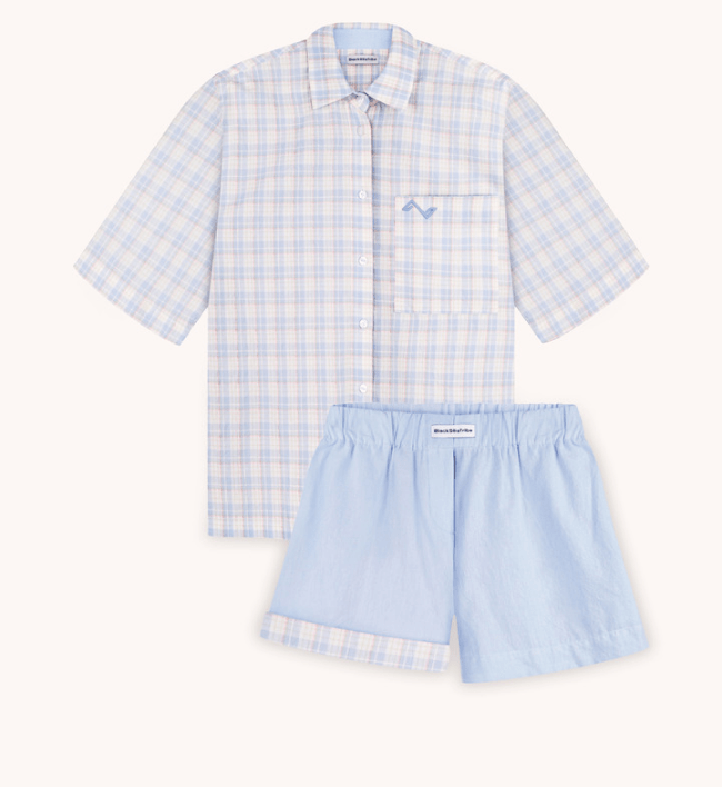 Світло-блакитний піжамний костюм з шортами BlackSeaTribe Лев