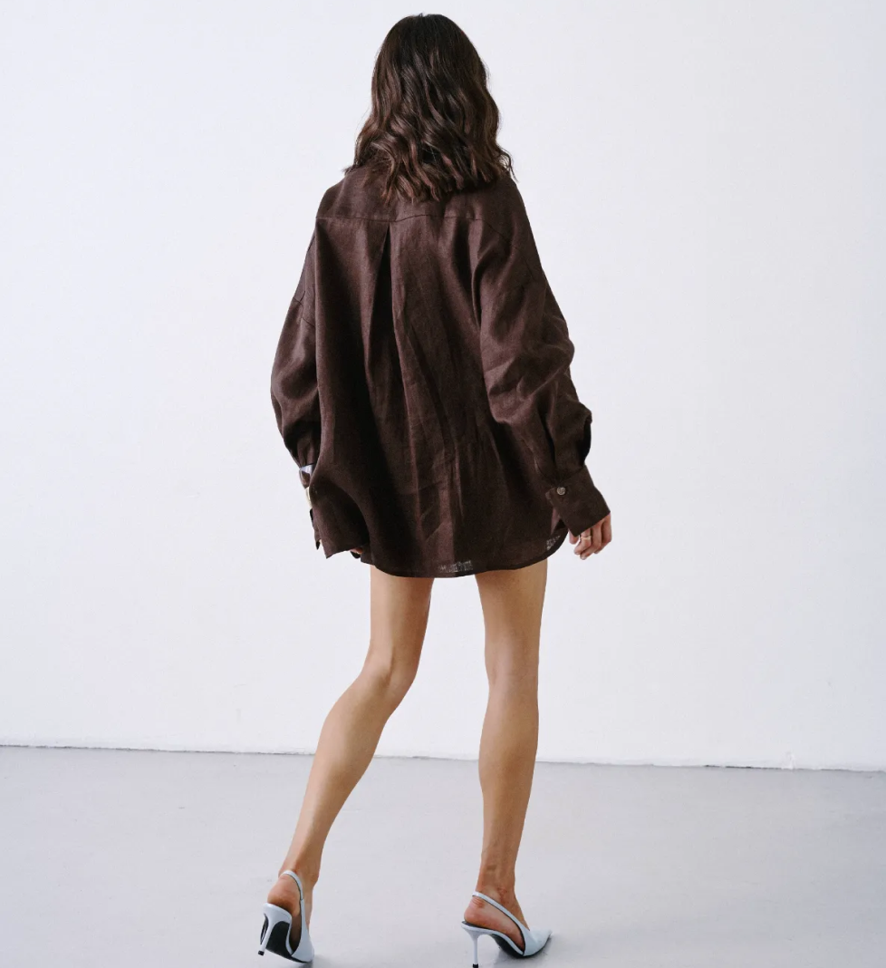 Лляна сорочка MERISTRUSS коричнева