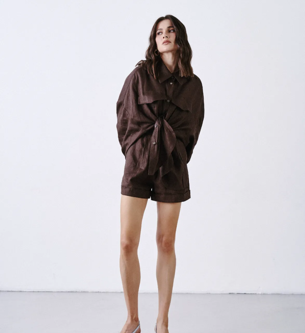 Лляна сорочка MERISTRUSS коричнева