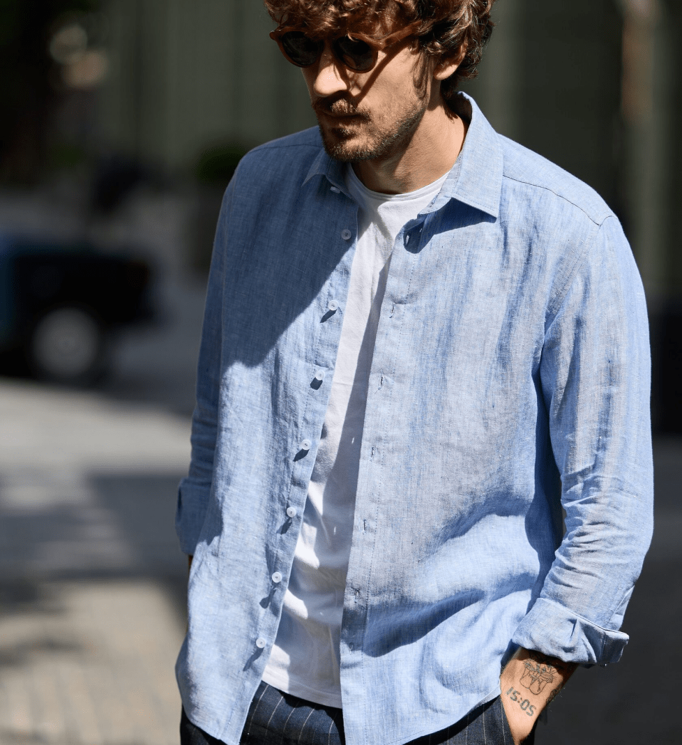 Лляна сорочка the SUIT MAN блакитна