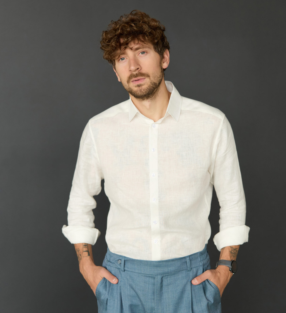 Лляна сорочка the SUIT MAN молочна