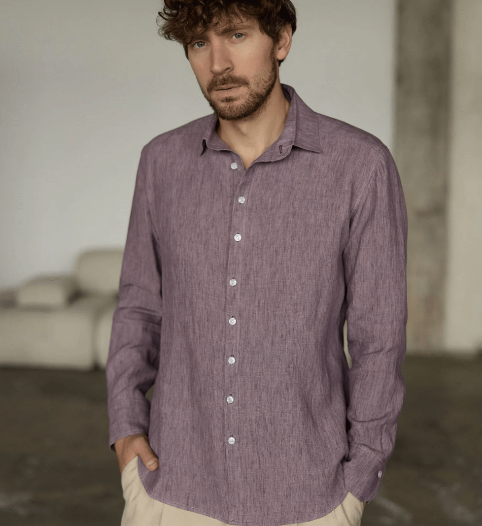 Лляна сорочка the SUIT MAN фіолетова