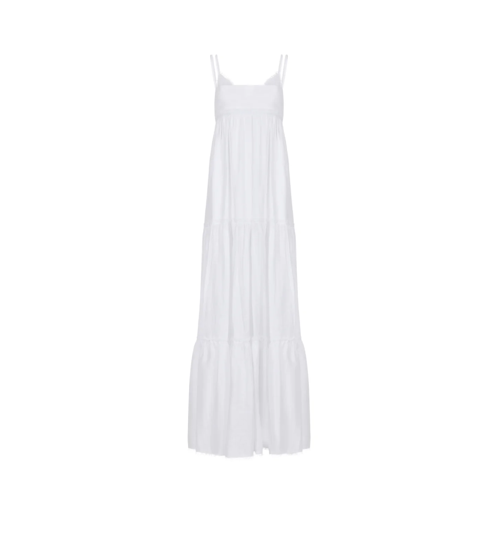 Максі-сукня Atelier Handmade багатошарова з льону white