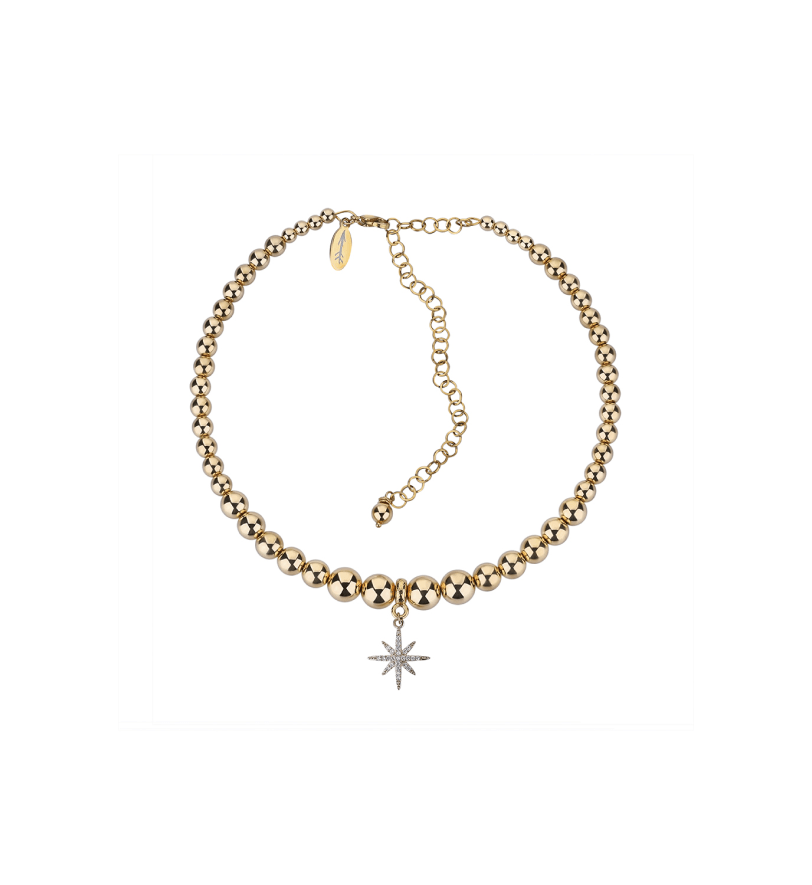 Чокер Grains De Verre "MORNING STAR" з намистинами Silver 925 Gold