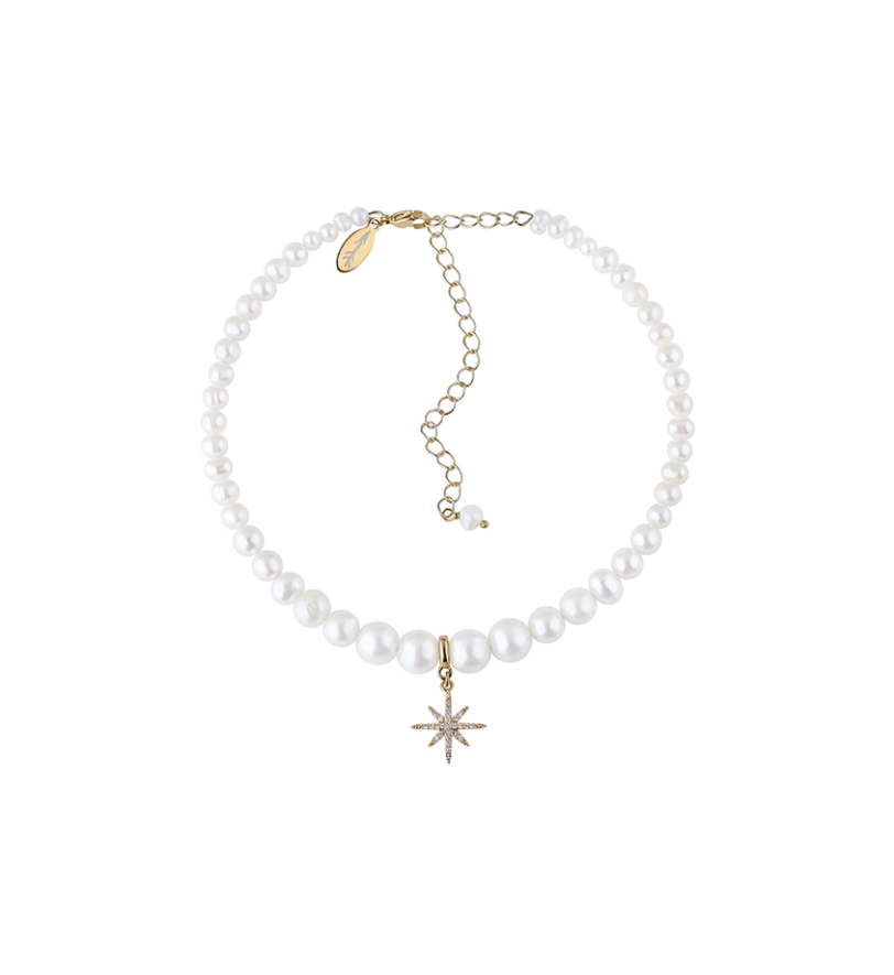Чокер Grains De Verre "MORNING STAR" з перлами Gold