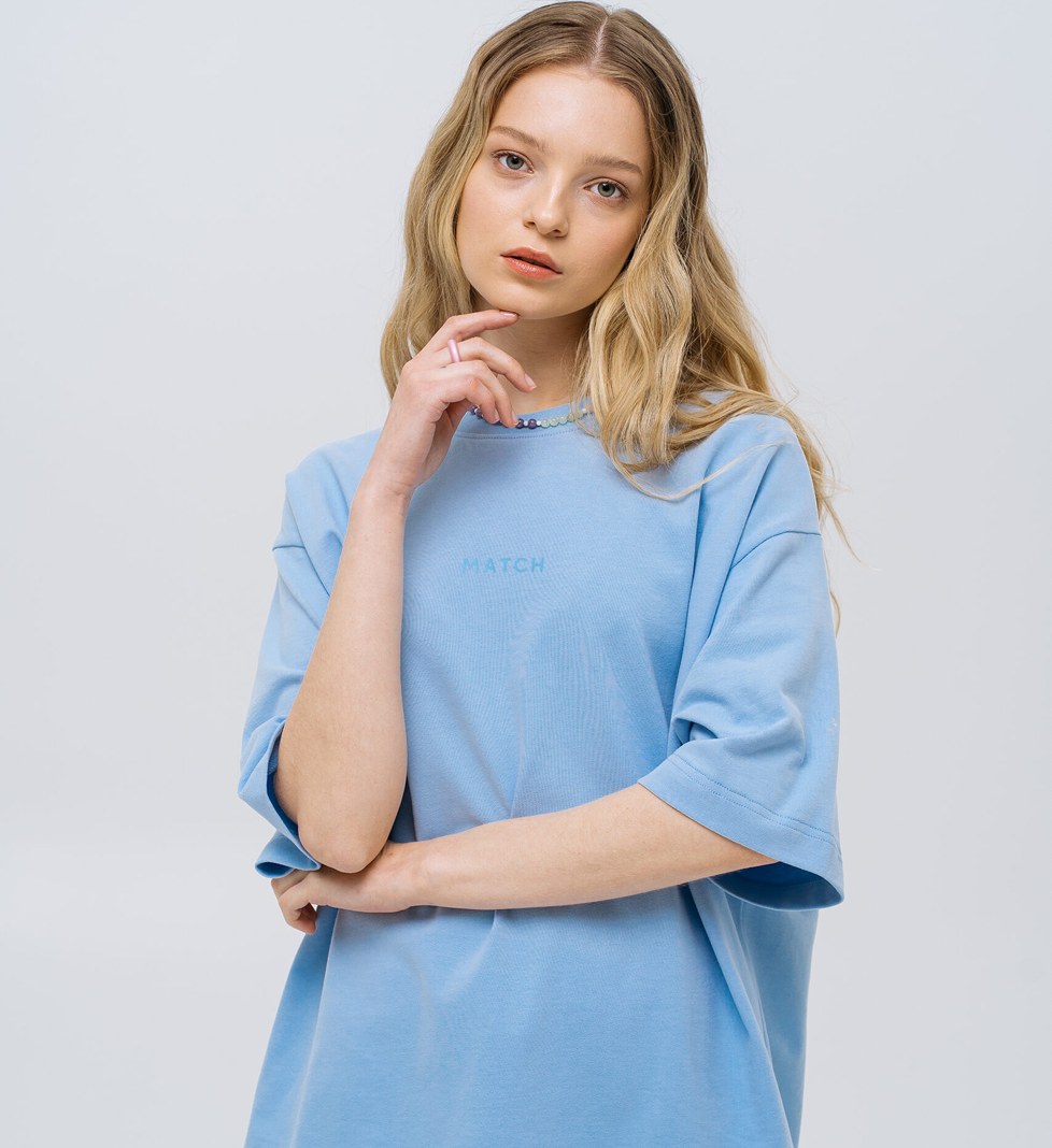 Блакитна футболка Match Denim