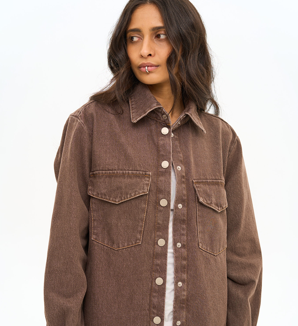 Коричнева джинсова сорочка Match Denim
