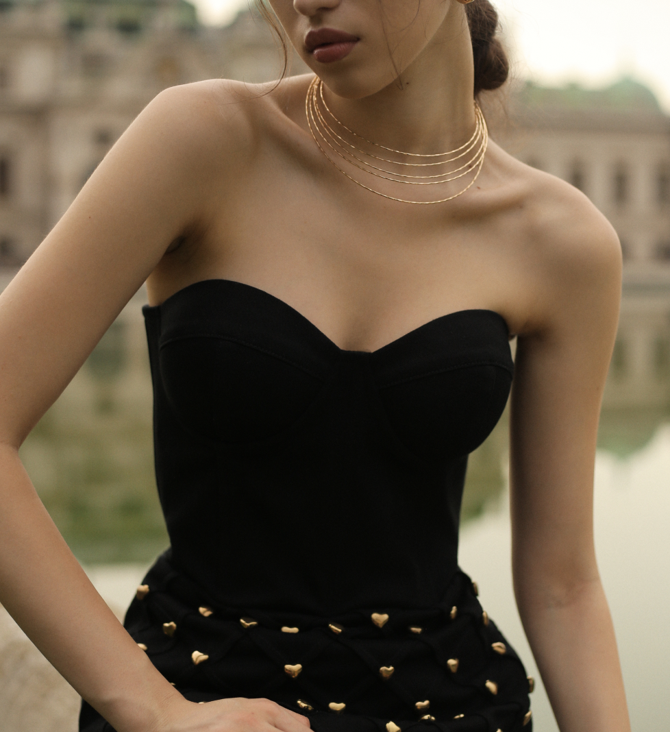 Максі-сукня GURANDA з золотим декором black