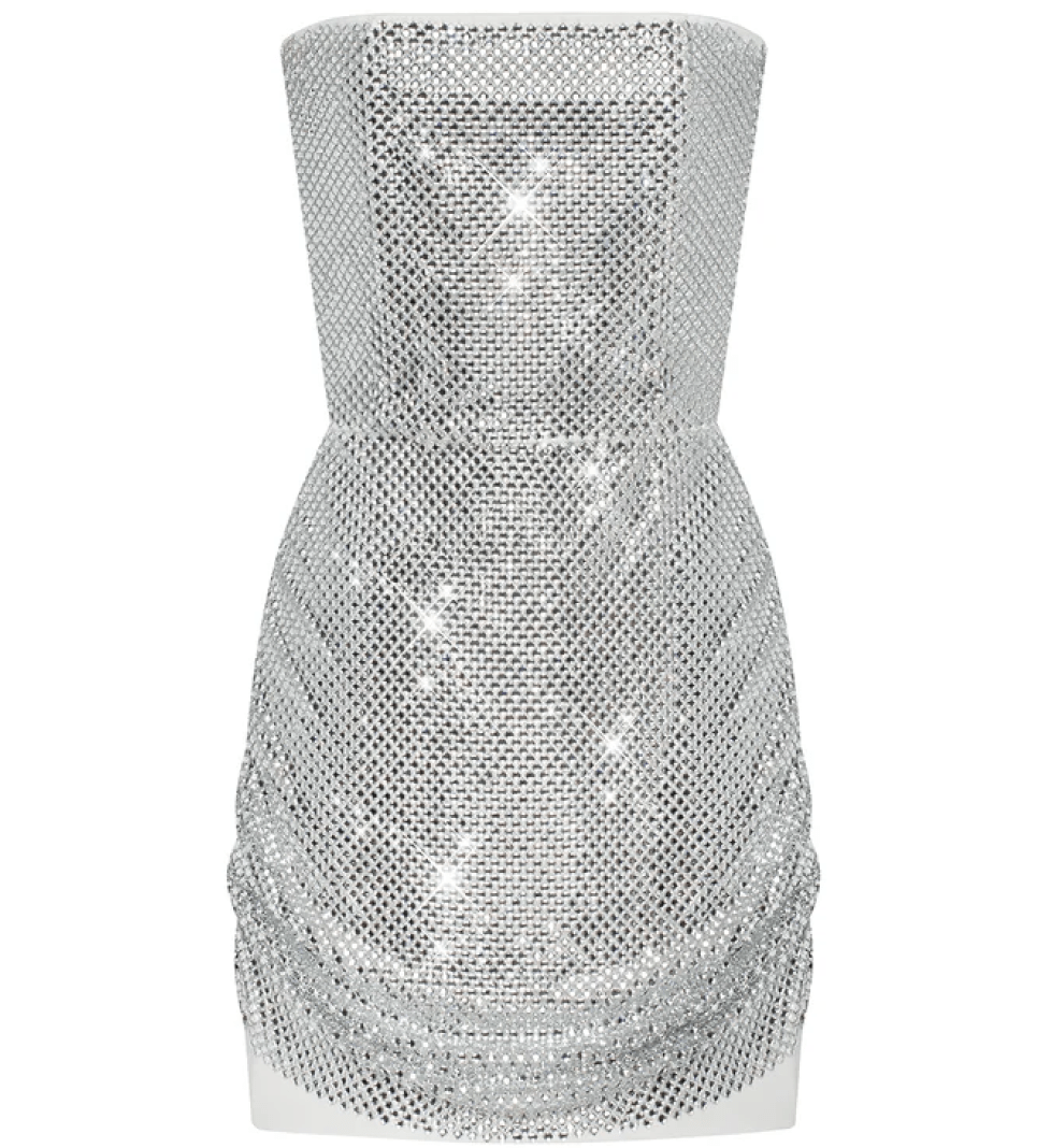 Міні-сукня GURANDA блискуче срібна