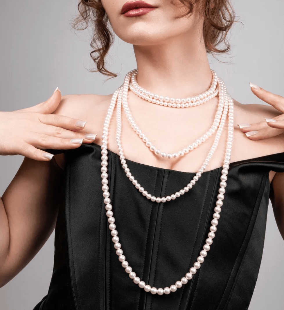 Намисто Honch Studio з 5 рядів перлин айворі White