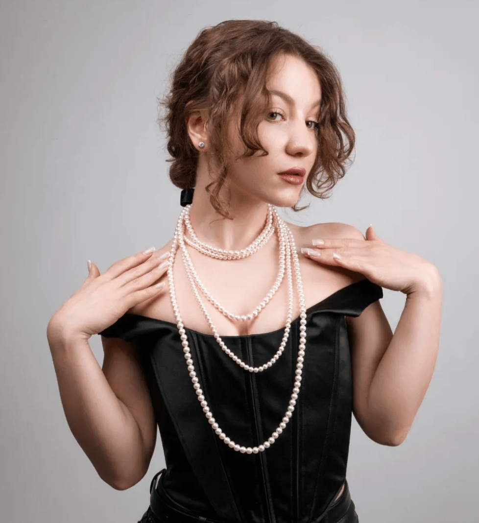 Намисто Honch Studio з 5 рядів перлин айворі White