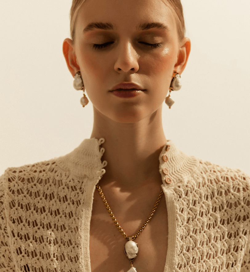 Сережки-кліпси Grains De Verre "ODESA" Gold