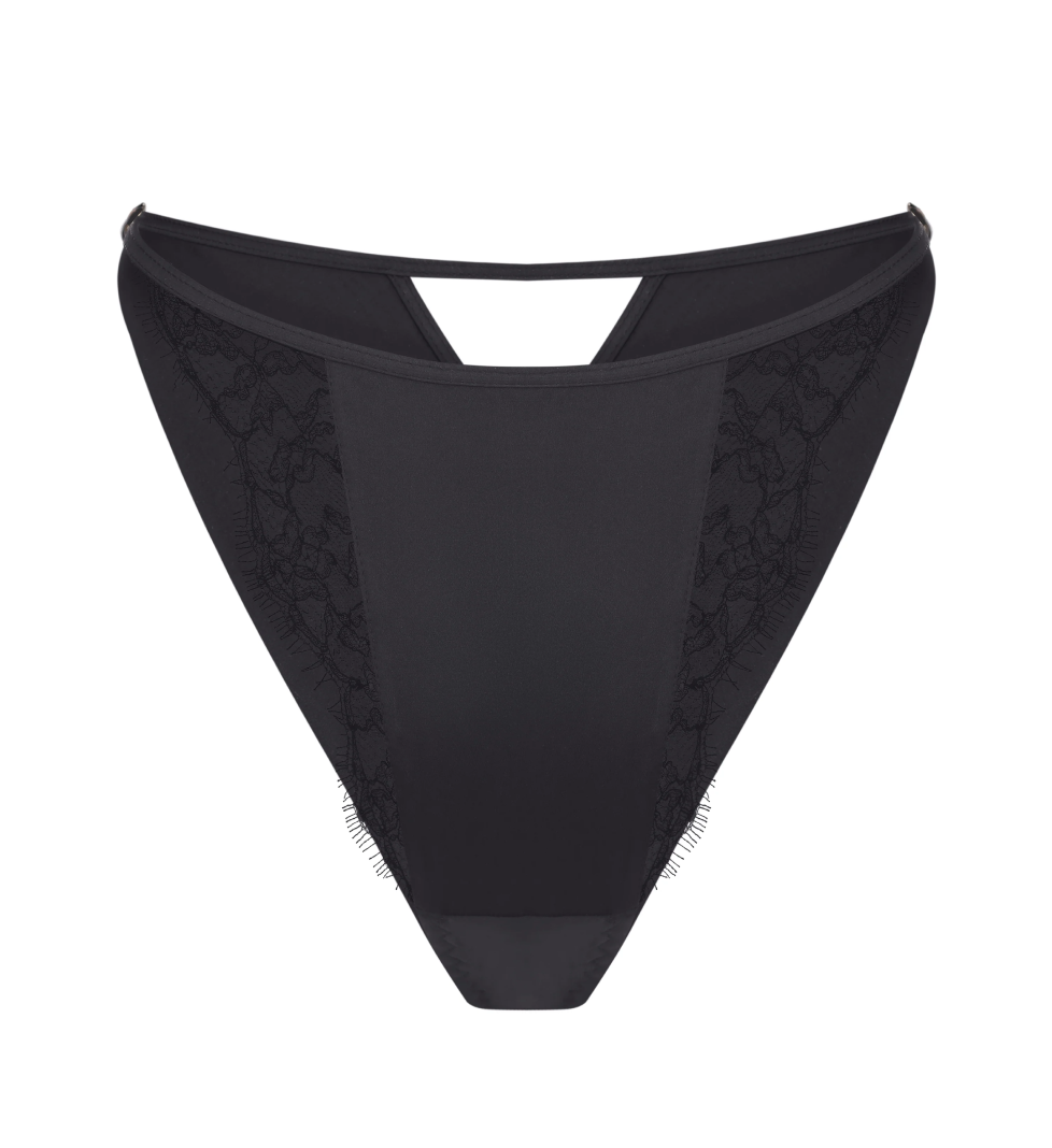 Труси-танга PeachPeach Obsession з мережива та шовку Black