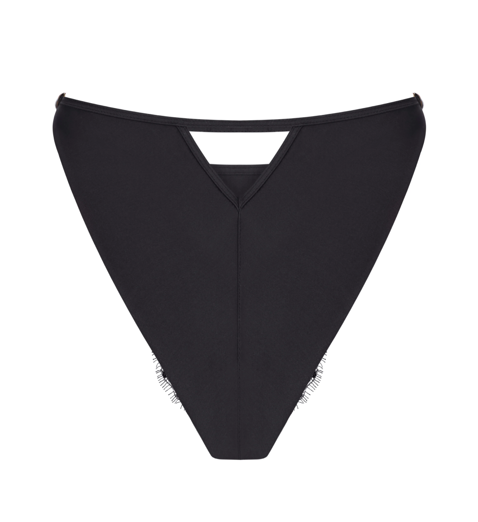 Труси-танга PeachPeach Obsession з мережива та шовку Black