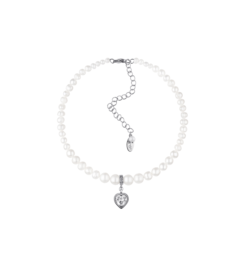 Grains De Verre Pearls Choker With White Heart Gold