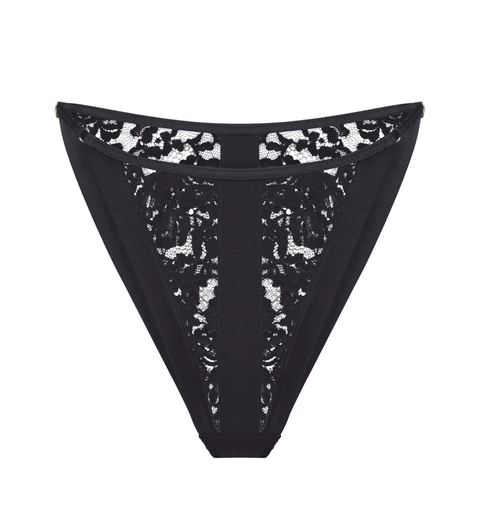Труси-танга PeachPeach Pleasure з мережива та шовку Black