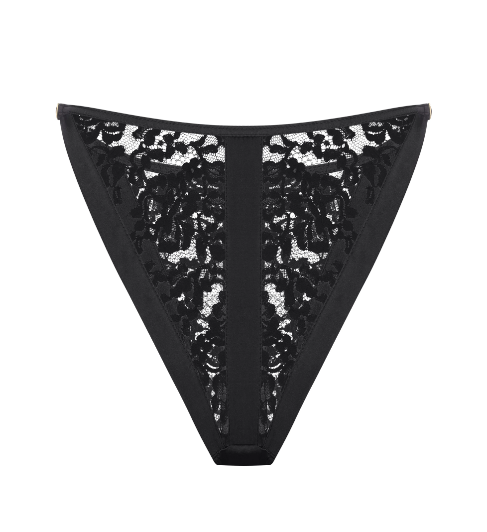 Труси-танга PeachPeach Pleasure з мережива та шовку Black
