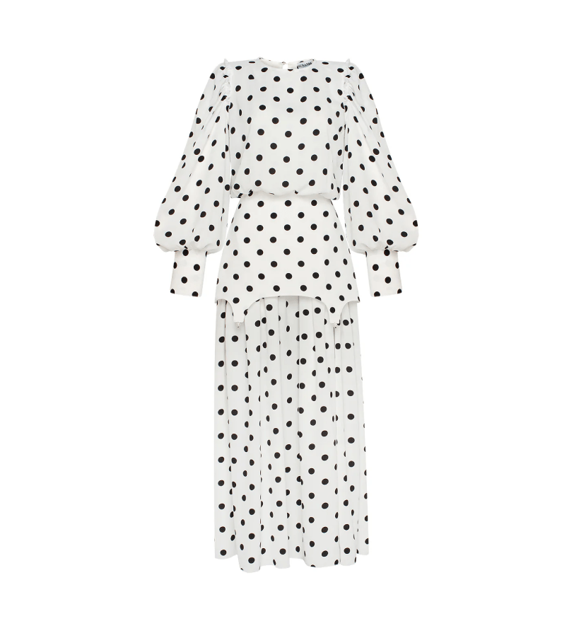 Максі-сукня GURANDA в горошок milk