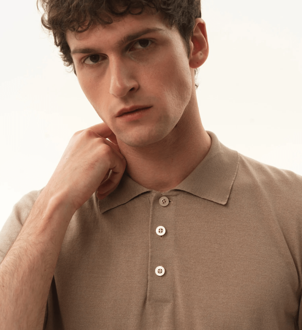 Поло HRECHKO з коротким рукавом на ґудзику beige