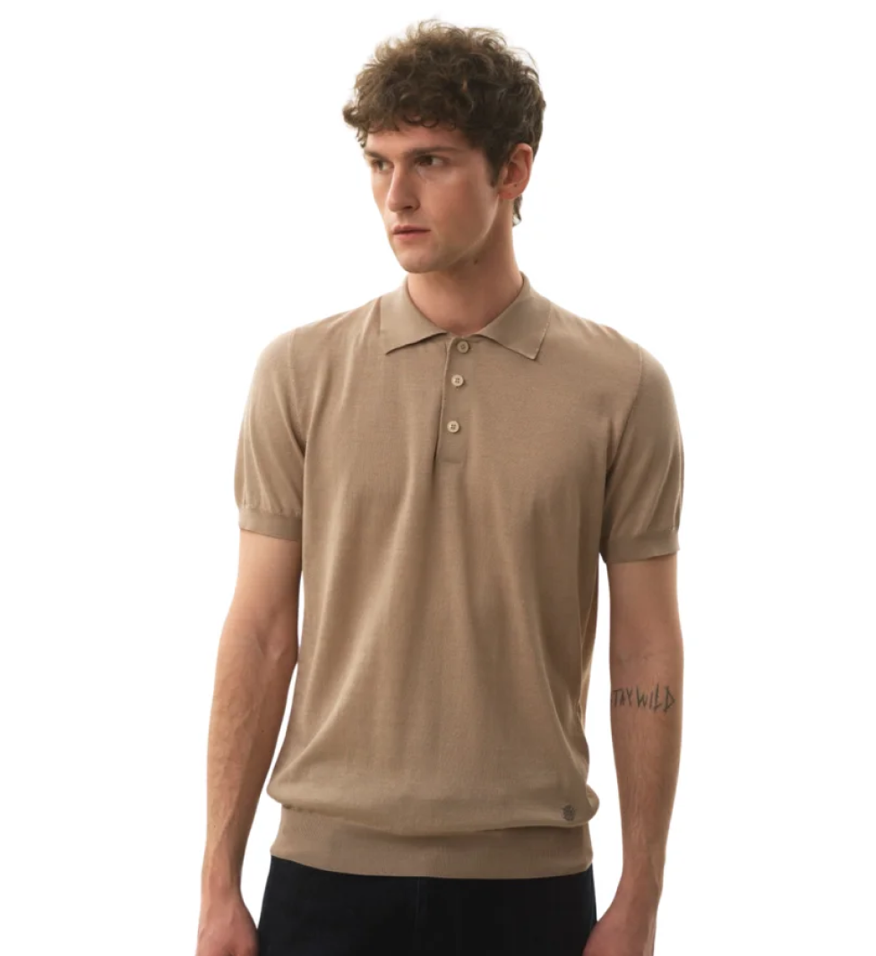 Поло HRECHKO з коротким рукавом на ґудзику beige