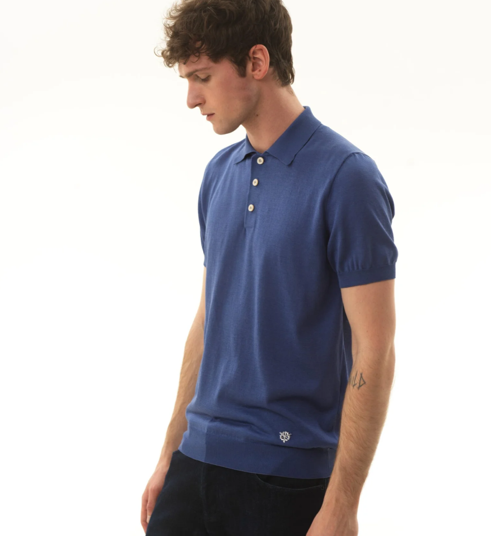 Поло HRECHKO з коротким рукавом на ґудзику blue