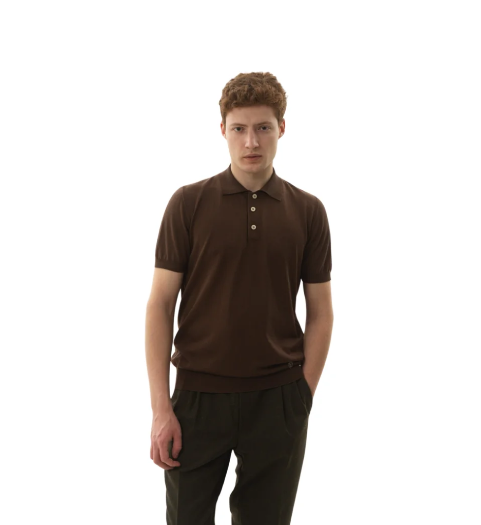 Поло HRECHKO з коротким рукавом на ґудзику brown