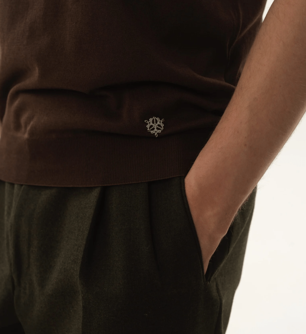 Поло HRECHKO з коротким рукавом на ґудзику brown