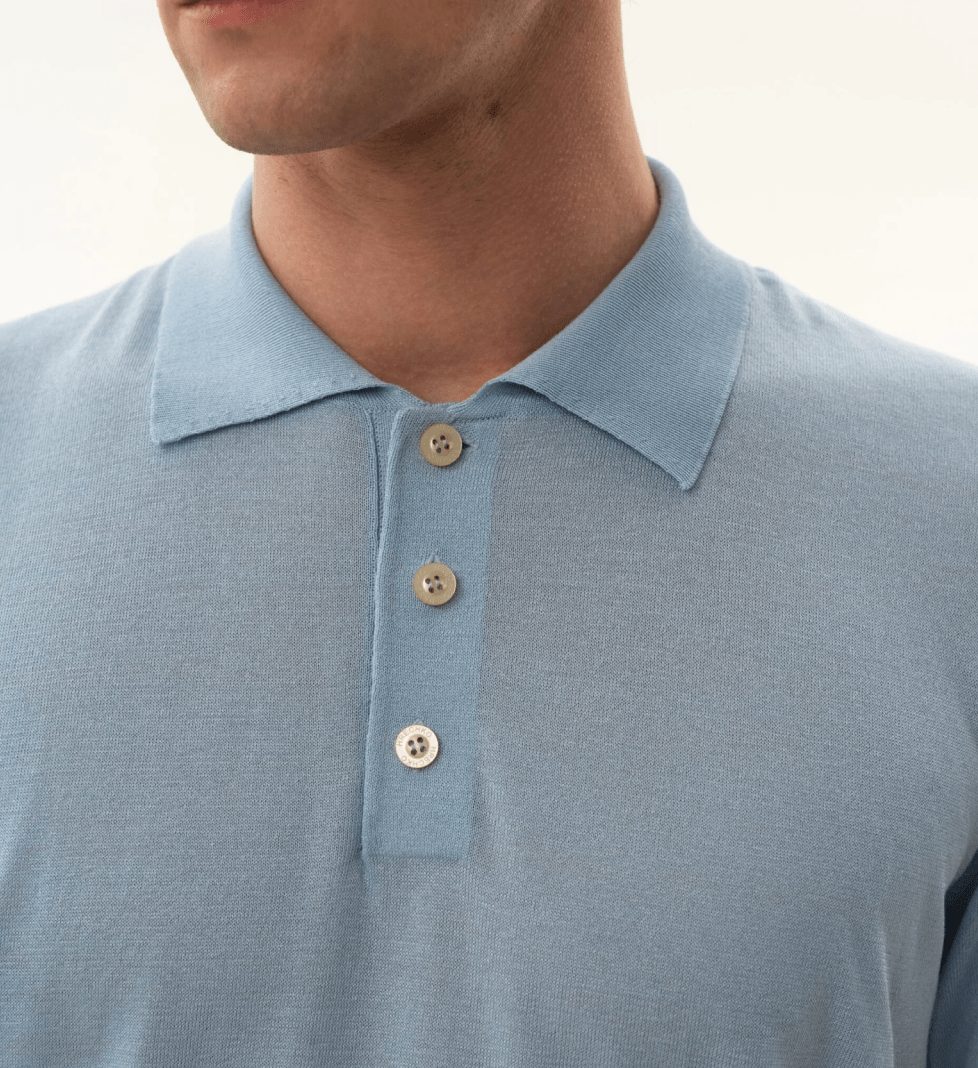 Поло HRECHKO з коротким рукавом на ґудзику light blue