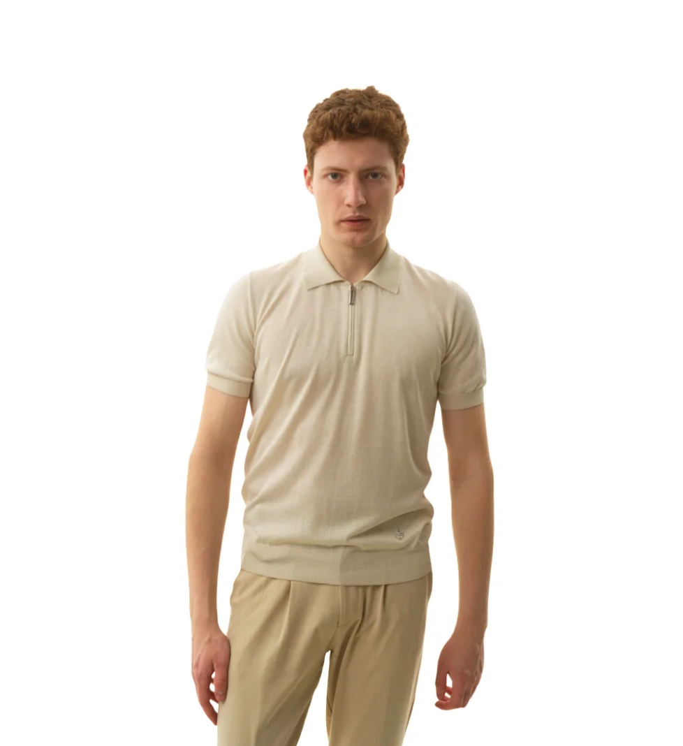 Поло HRECHKO з коротким рукавом на блискавці milk