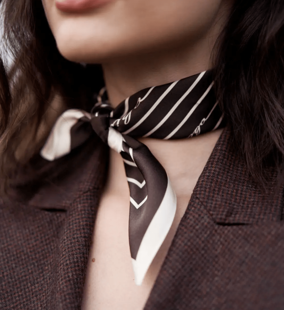 Преміум шовкова хустка OBIIMY Ранкова кава одностороння