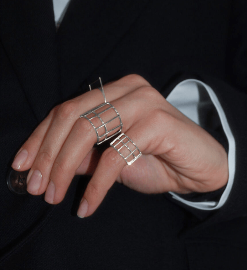 Каблучка/Підвіска RIMMART Grid S White Gold