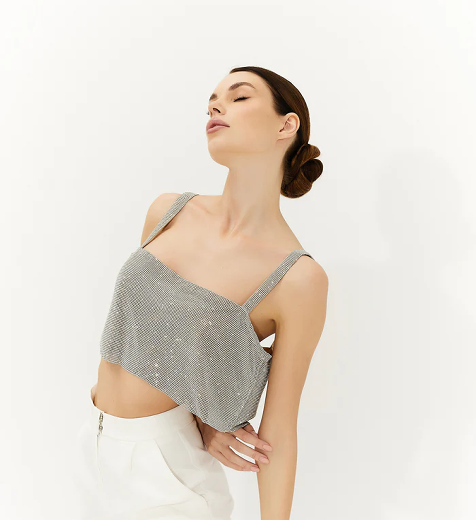 Срібна кольчужна накидка з кристалами SEMENENKO