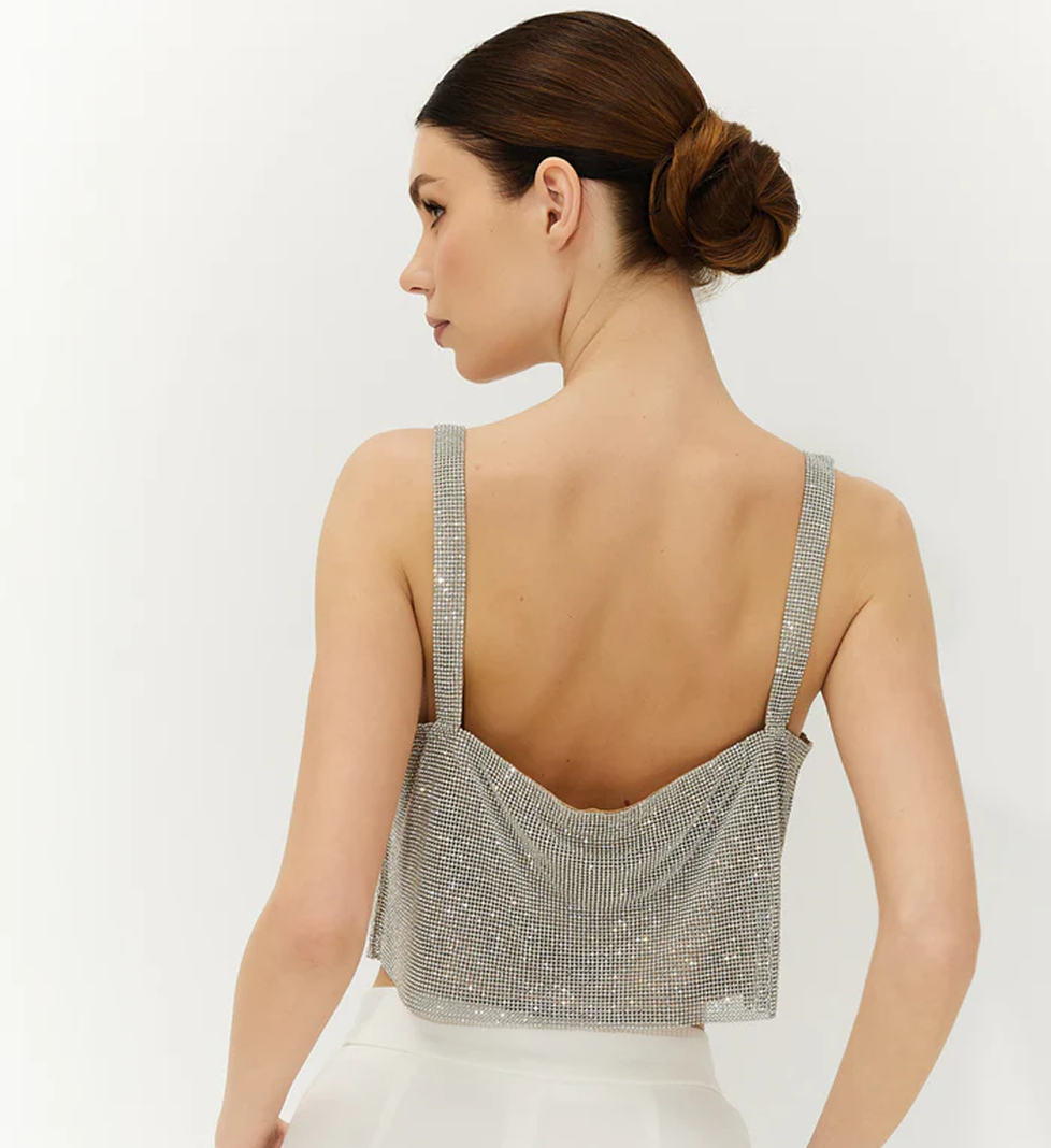 Срібна кольчужна накидка з кристалами SEMENENKO