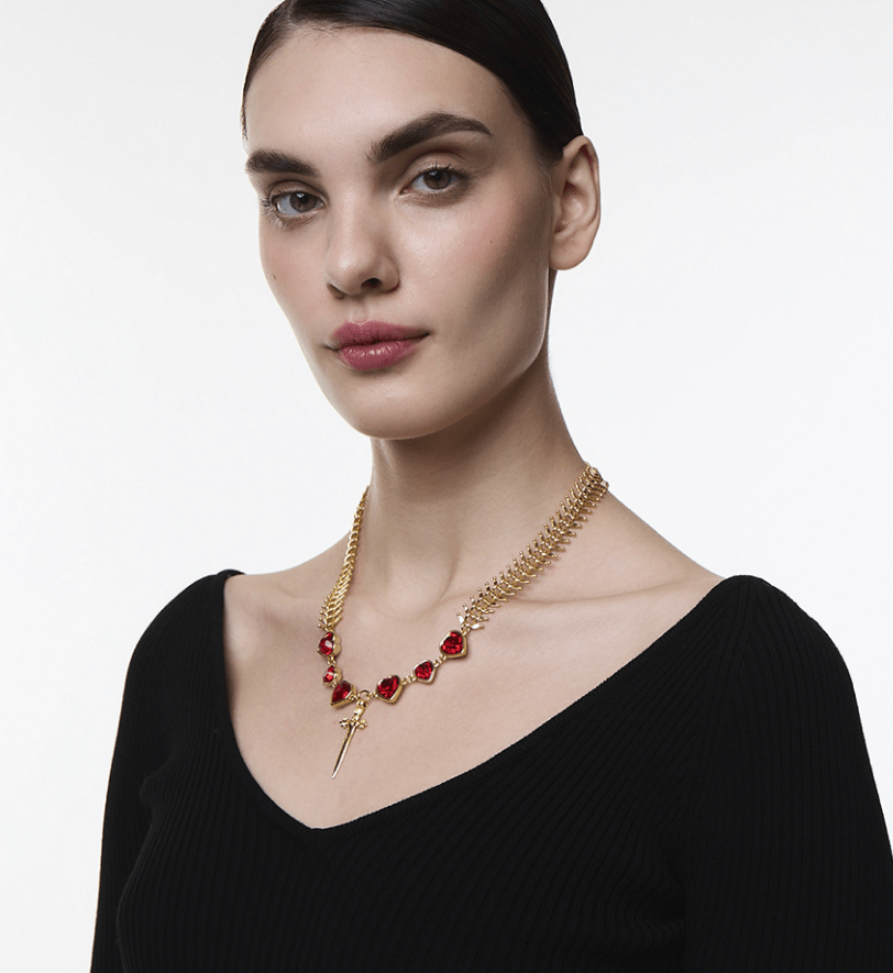 Намисто Grains De Verre "SWORD AND HEARTS" Red Gold