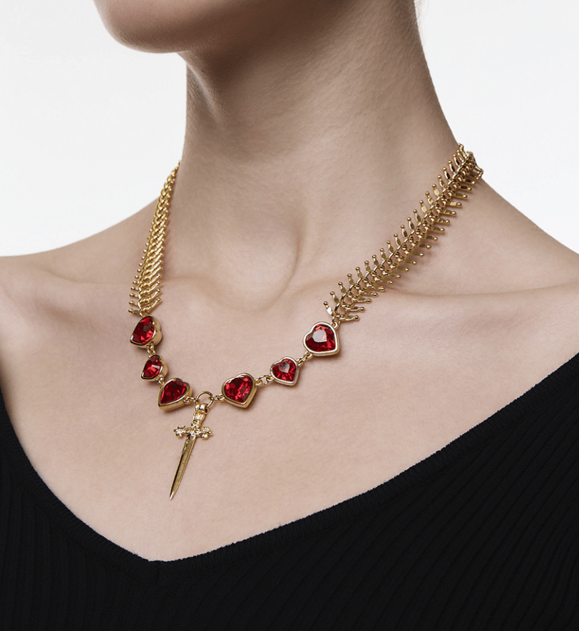 Намисто Grains De Verre "SWORD AND HEARTS" Red Gold