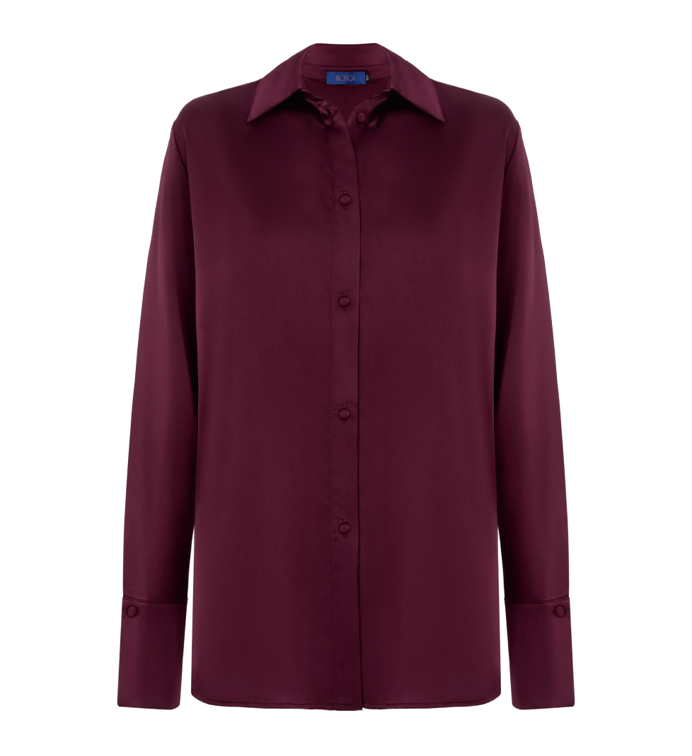 Блуза атласна ROSCA з топом Burgundy