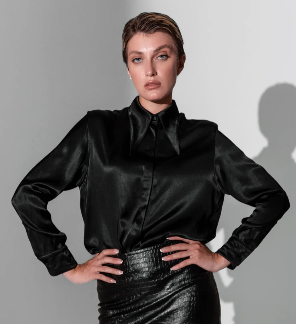 Сорочка сатинова Honch Studio піжамного стилю black