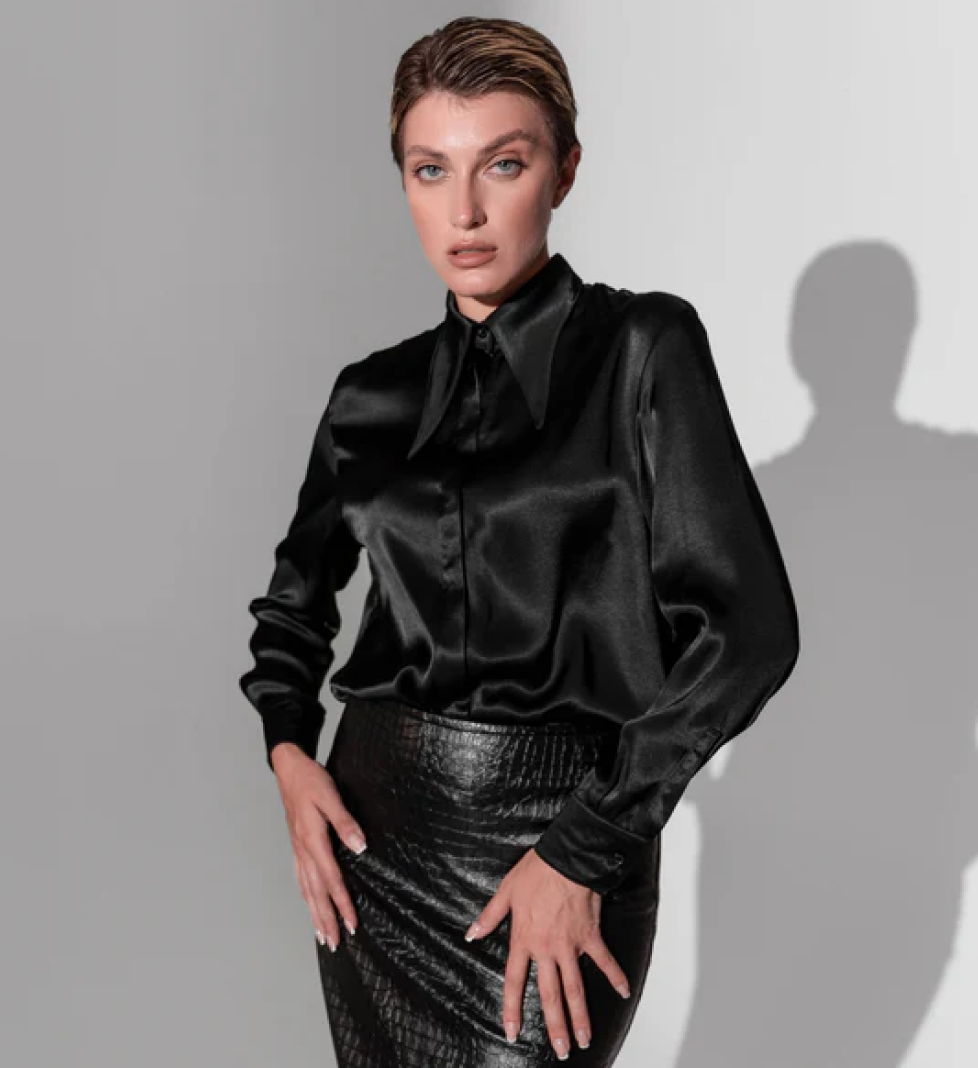 Сорочка сатинова Honch Studio піжамного стилю black