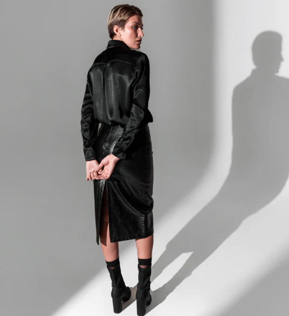 Сорочка сатинова Honch Studio піжамного стилю black