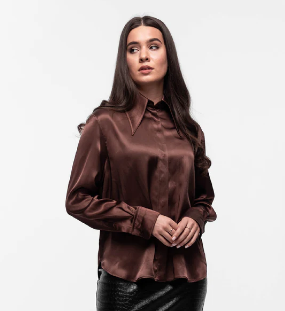 Сорочка сатинова Honch Studio піжамного стилю brown