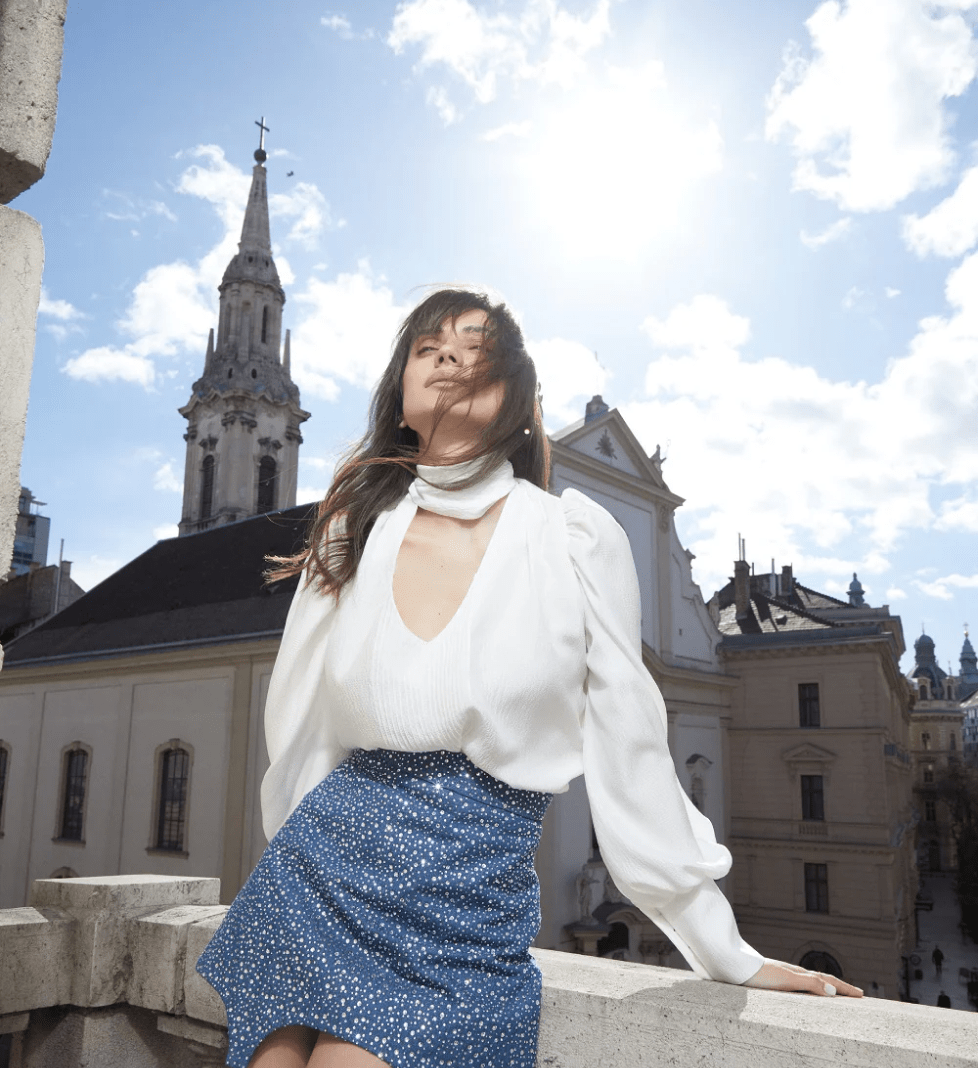 Міні-спідниця GURANDA джинсова блискуча blue